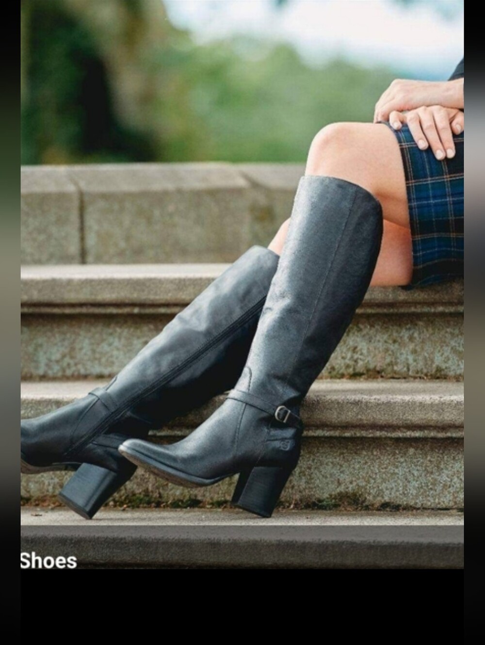 Born Esla Women's Black Block Heel Leather Knee High Boots